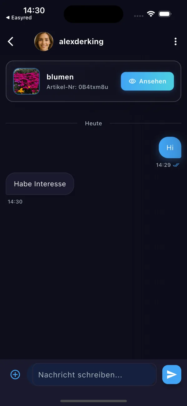 Echtzeit-Chat zwischen Käufer und Verkäufer